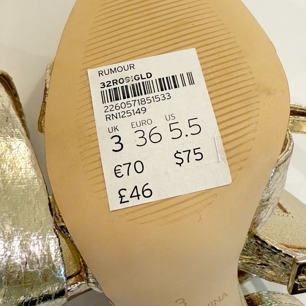 NWT! Topshop ‘Rumour’ Metallic Gold Cross-Strap Heels - Picture 9 of 13